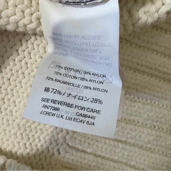 J. Crew Ivory Blue Striped Rollneck Sweater Nautical Chunky Knit Cotton Sz XS - Picture 8 of 8